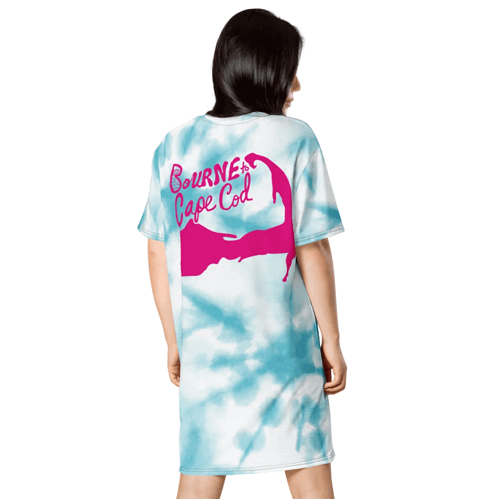 BOURNE to Cape Cod™ | Coastal Dream T-Shirt Dress | Blue & White Tie-Dye | Beachy-Chic & Bold product image (2)