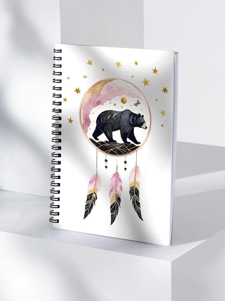 Gold Glitter Medicine Shield Bear Spiral Notebook product image (4)