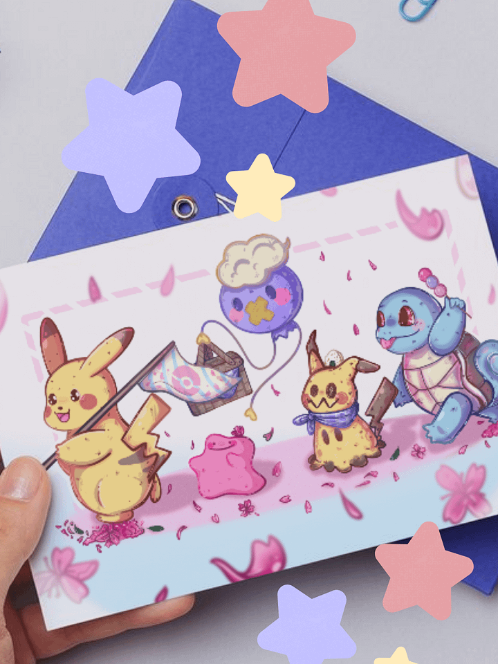 Sakura Poke Parade (Postcard Print) 🌸 product image (1)