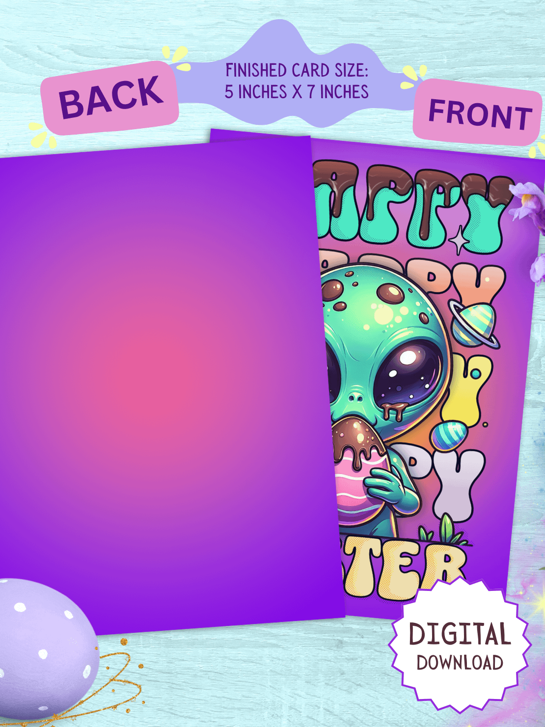 Happy Alien Extraterrestrial Easter Holiday Card product image (2)