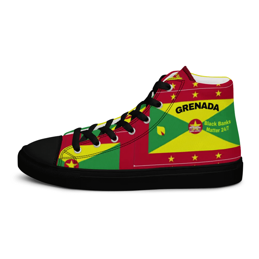 Grenada Flag Inspired Women's High Top Canvas Shoes product image (9)