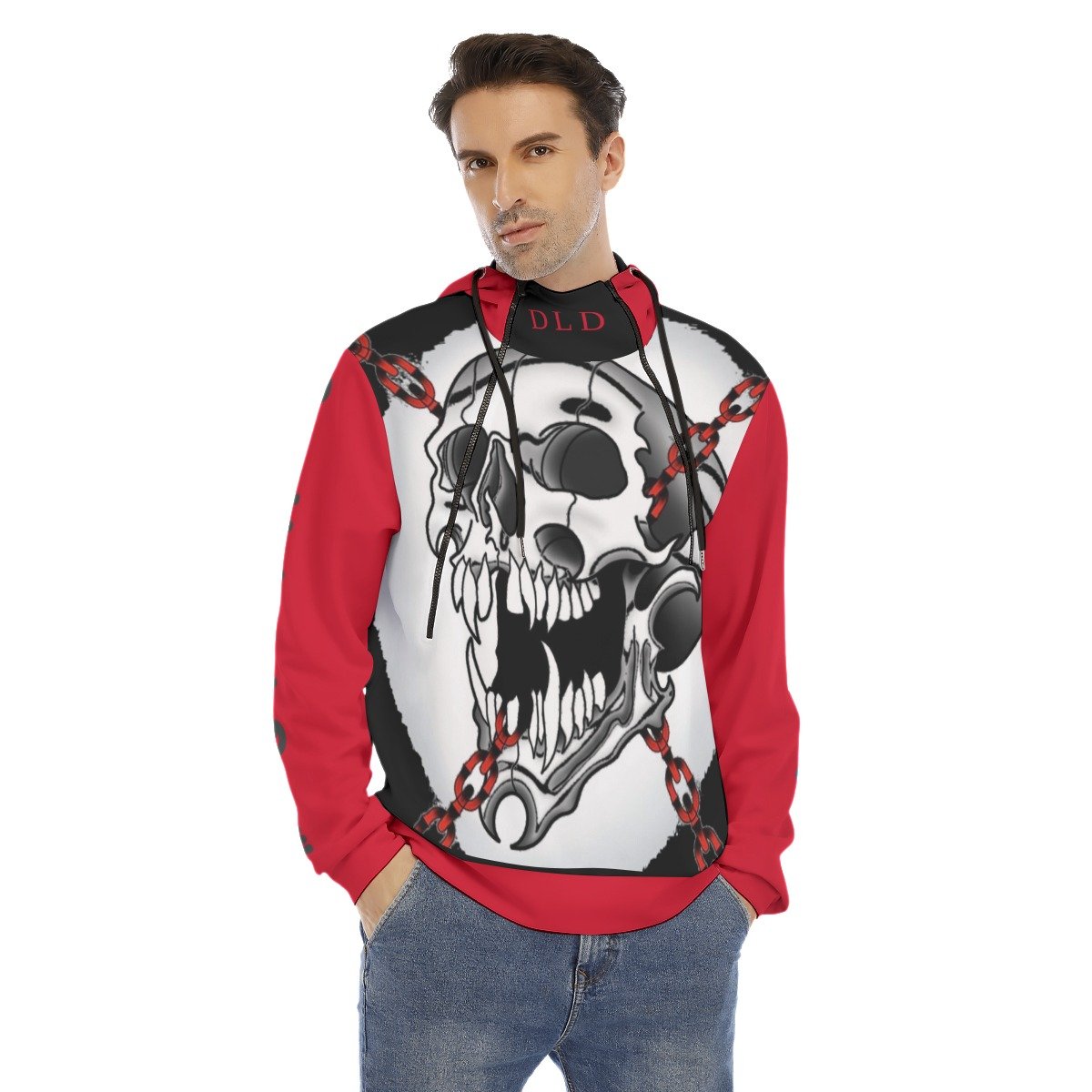 DeathlockDrew All-Over Print Men's Hoodie With Placket Double Zipper product image (1)