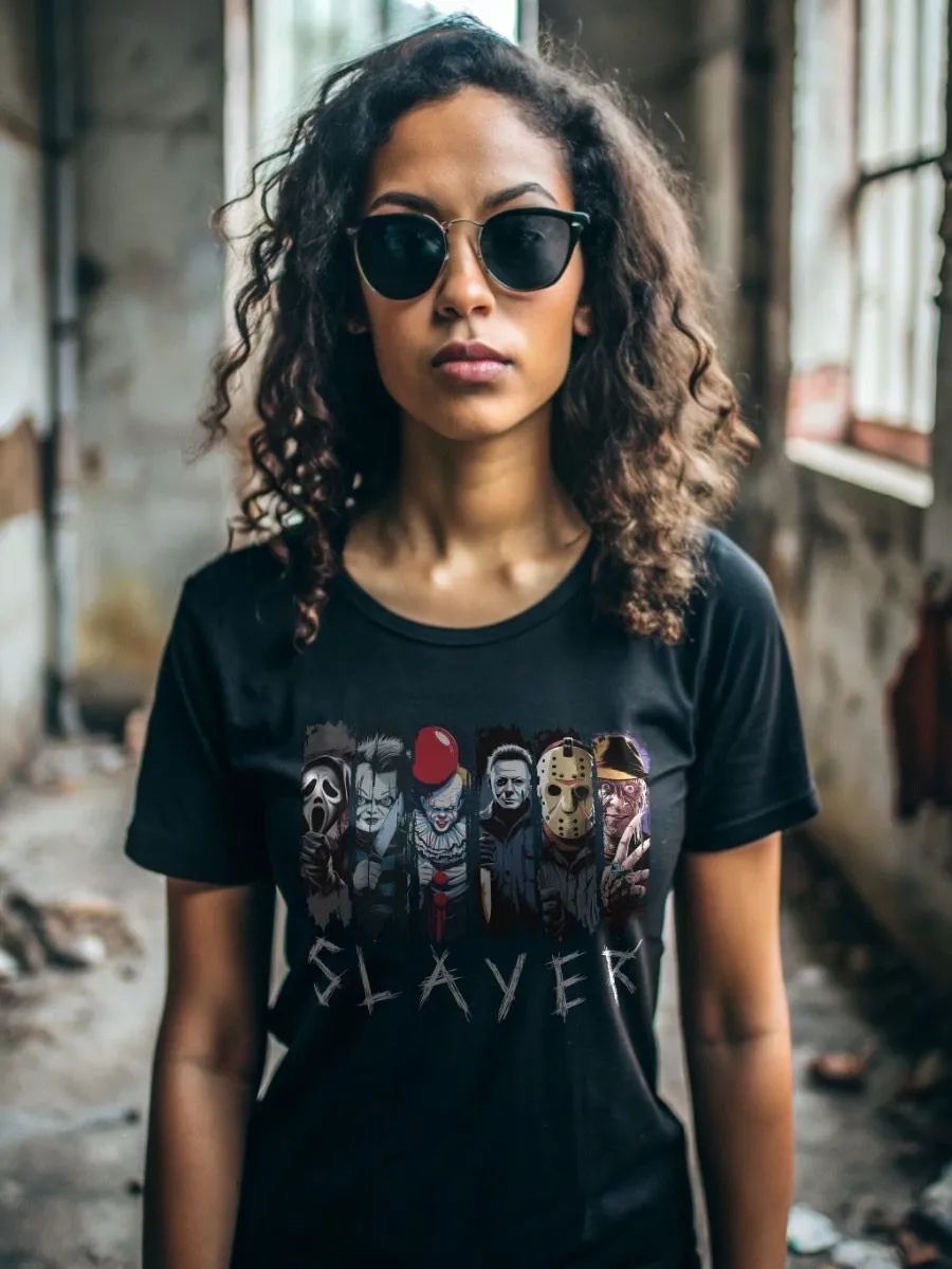 "Slayer of Nightmares" Halloween Horror Icons T-Shirt – Chucky, Freddy, Jason & More product image (4)