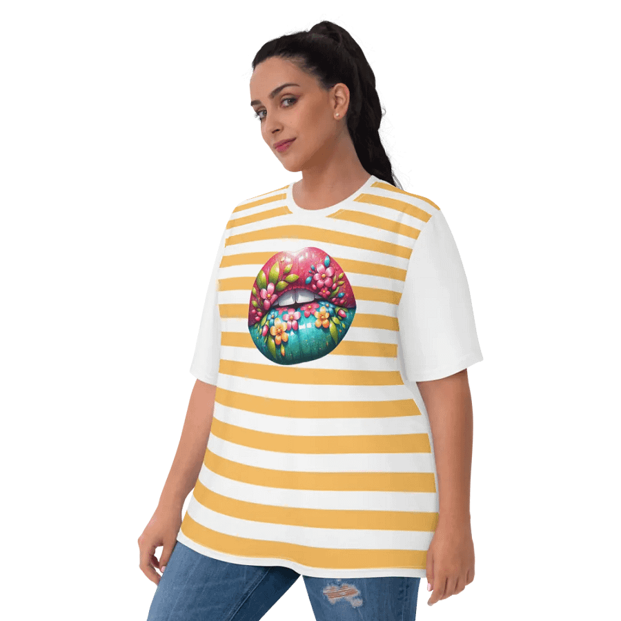 Blooming Lips Orange Stripped Tee product image (9)