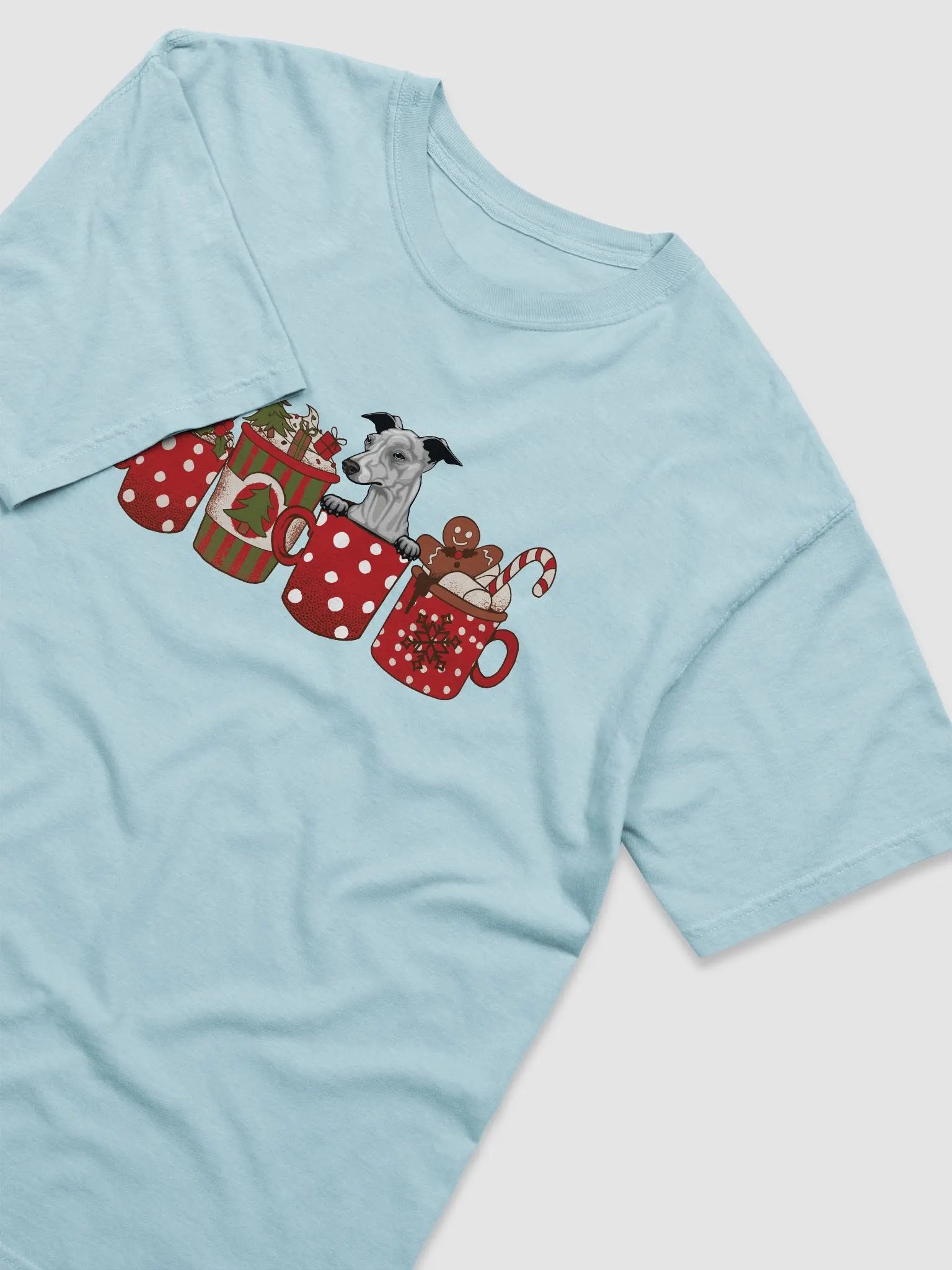 Cute Italian Greyhound(Blue) in a Christmas Cup T-Shirt | Funny Christmas Iggy Pup in a Cup product image (11)