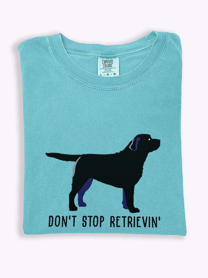Don't Stop Retrievin' T-Shirt(Embroidered) of a Labrador Retriever(Black) product image (1)