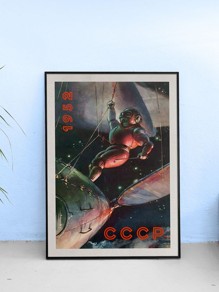 Soviet retro sci-fi, USSR 1952 — Soviet retro sci-fi poster, vintage soviet print, soviet space product image (1)