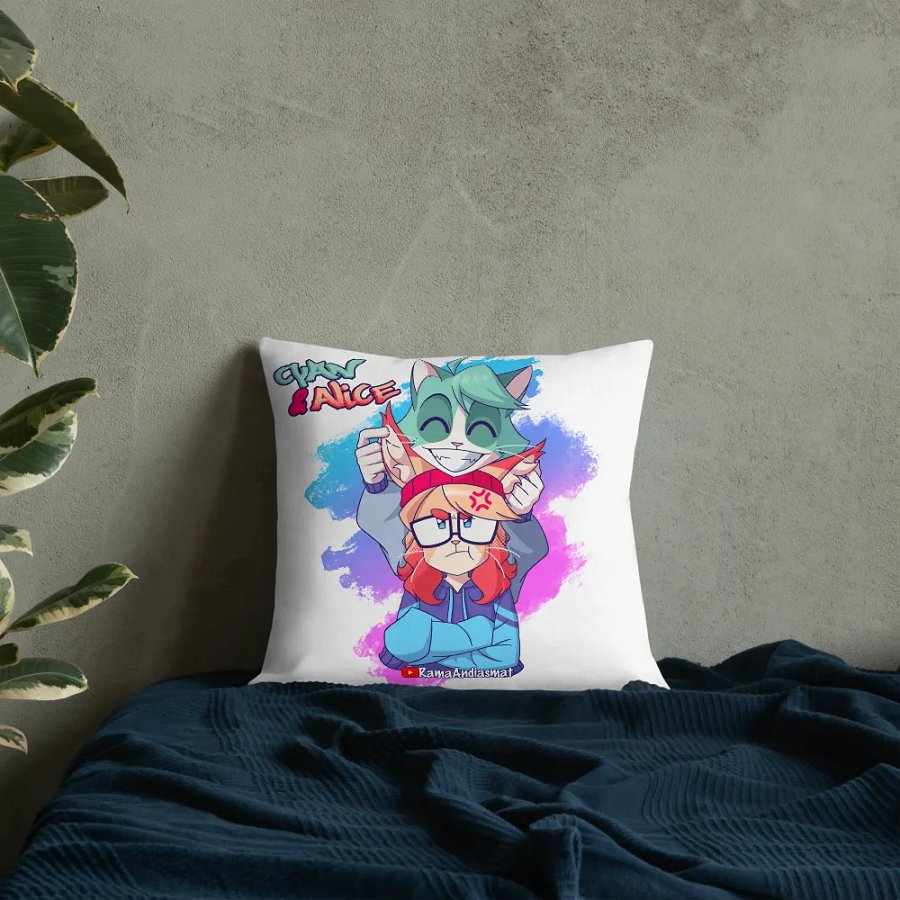 Cyan Teasing Alice's Ears All-Over Print Premium Pillow product image (4)