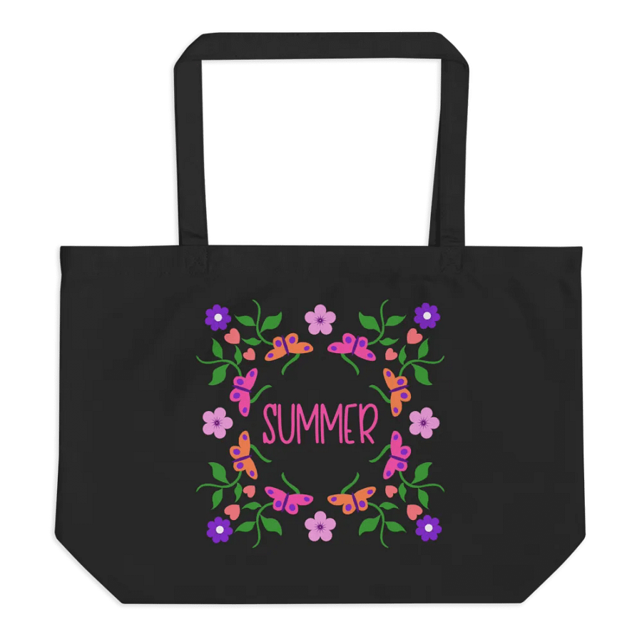 Flowers and Butterflies Summer Eco-Friendly Large Tote Bag product image (2)