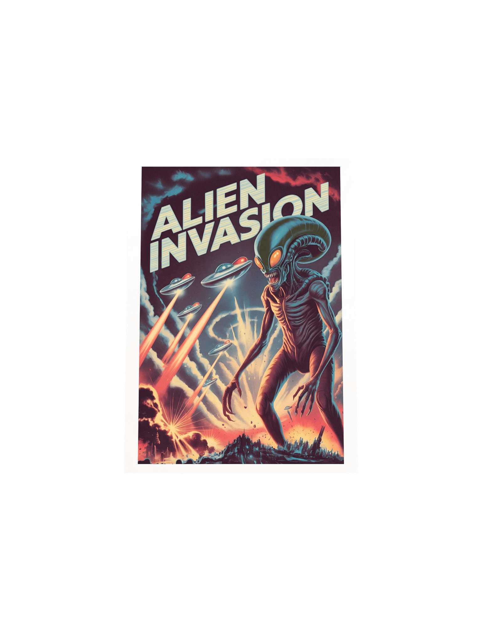 Alien Invasion Poster – Retro Sci-Fi Extraterrestrial Wall Art product image (5)
