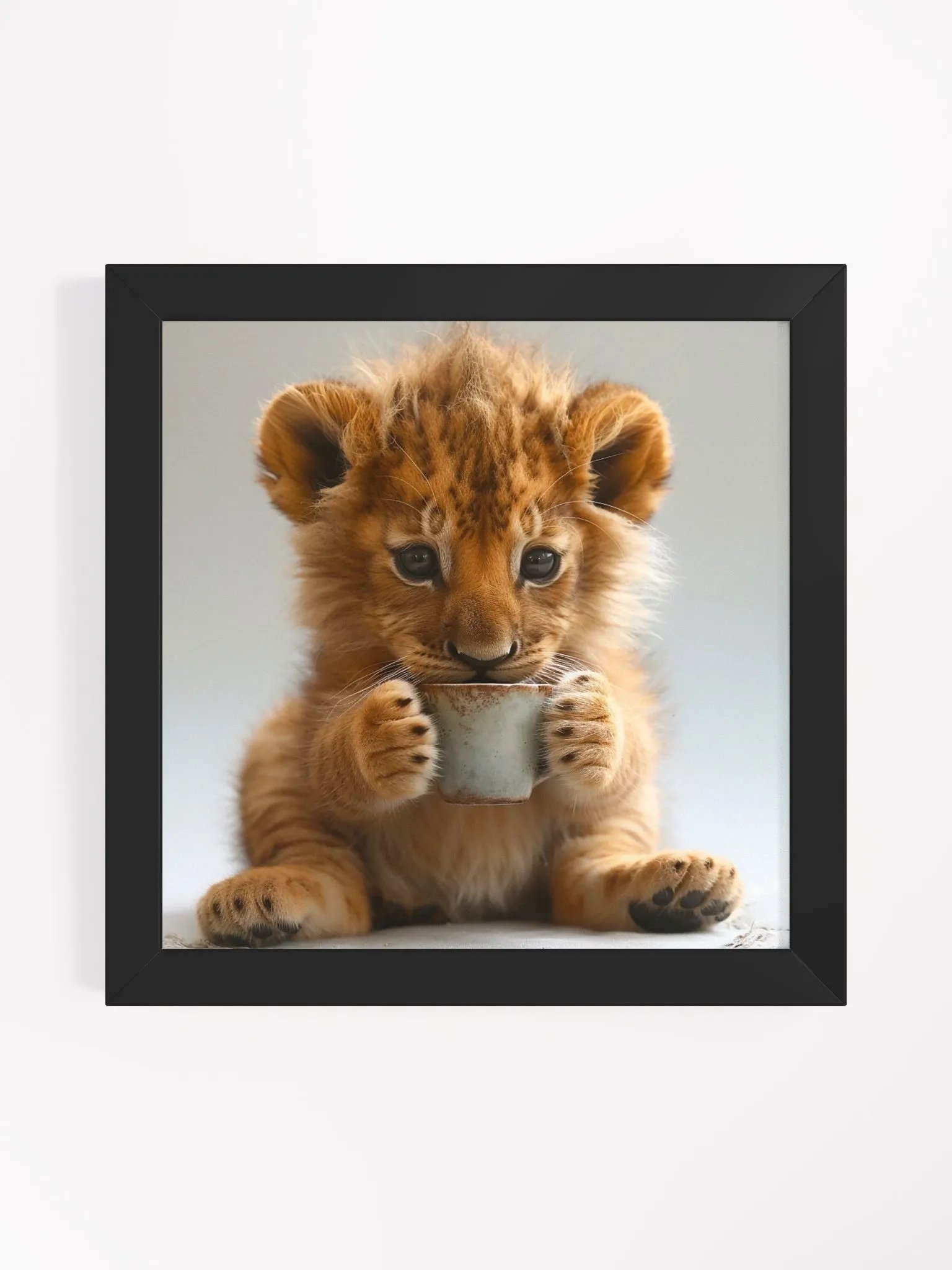 Coffee Lover Cute Baby Lion Cub Wall Art product image (2)