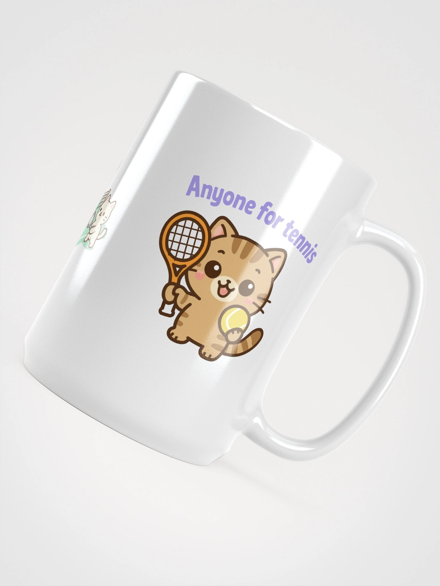 Tennis Cat White Glossy Mug product image (5)