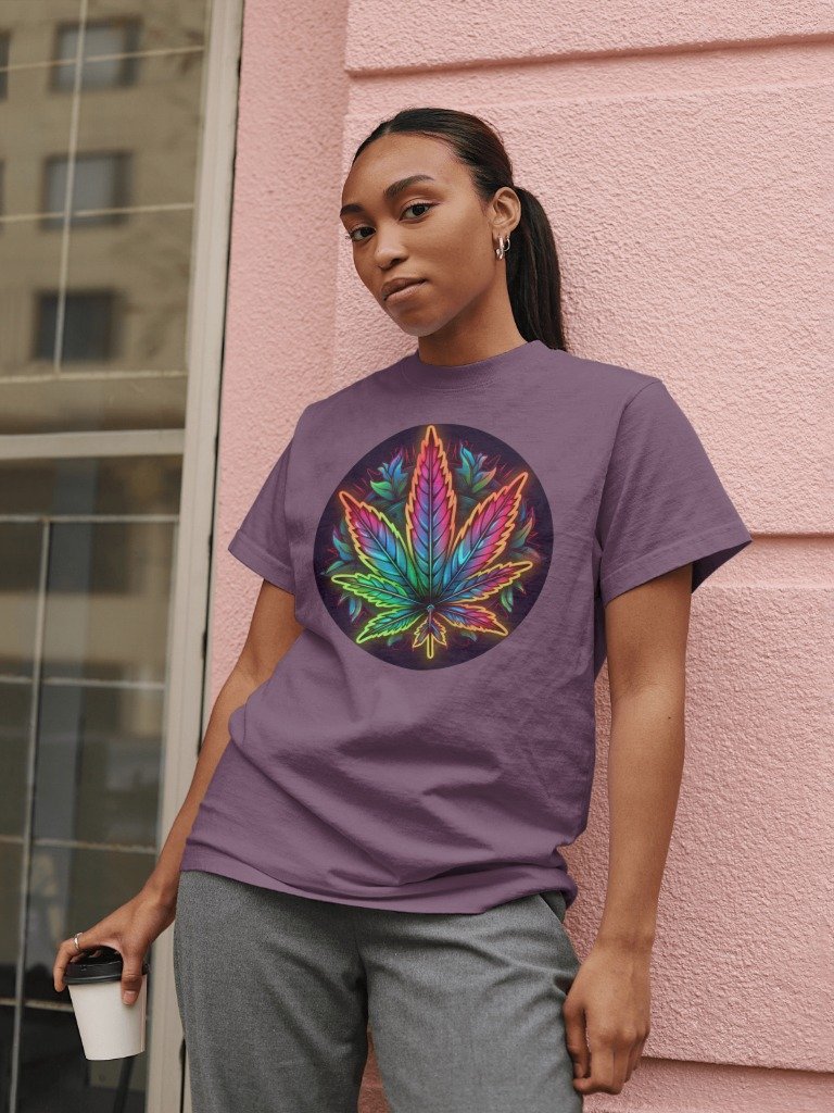 Classy Colorful Cannabis Marijuana Leaf Heavyweight T-Shirt product image (3)