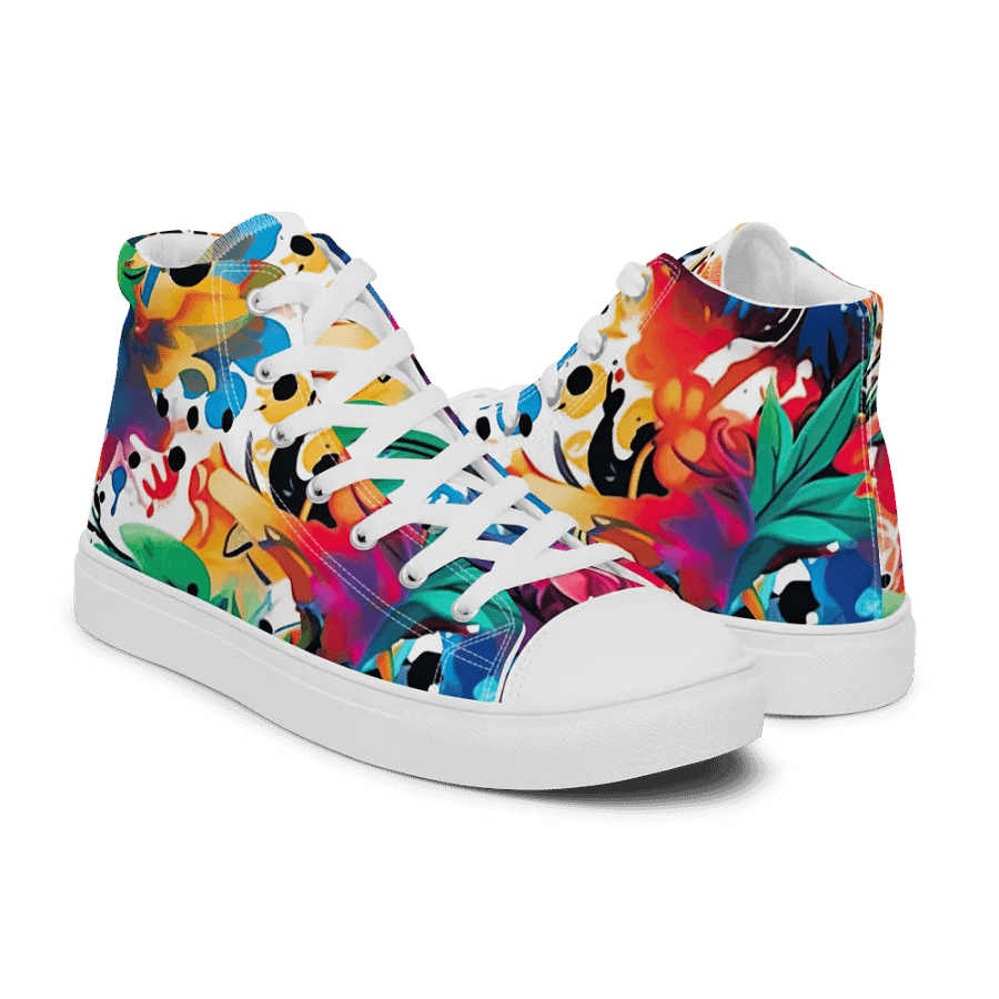 Floral Euphoria High Top Canvas Shoes _ Calceonova Streetwear _ Abstract Graffiti Tropical Explosion Design product image (1)