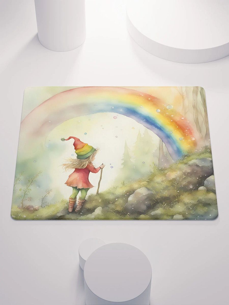 Little Elf Talking to the Rainbow, Gaming Mouse Pad, 2 Sizes product image (1)
