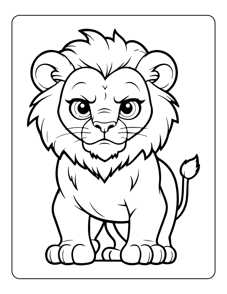 100 Cute Lion Coloring Pages for Kids PDF product image (2)