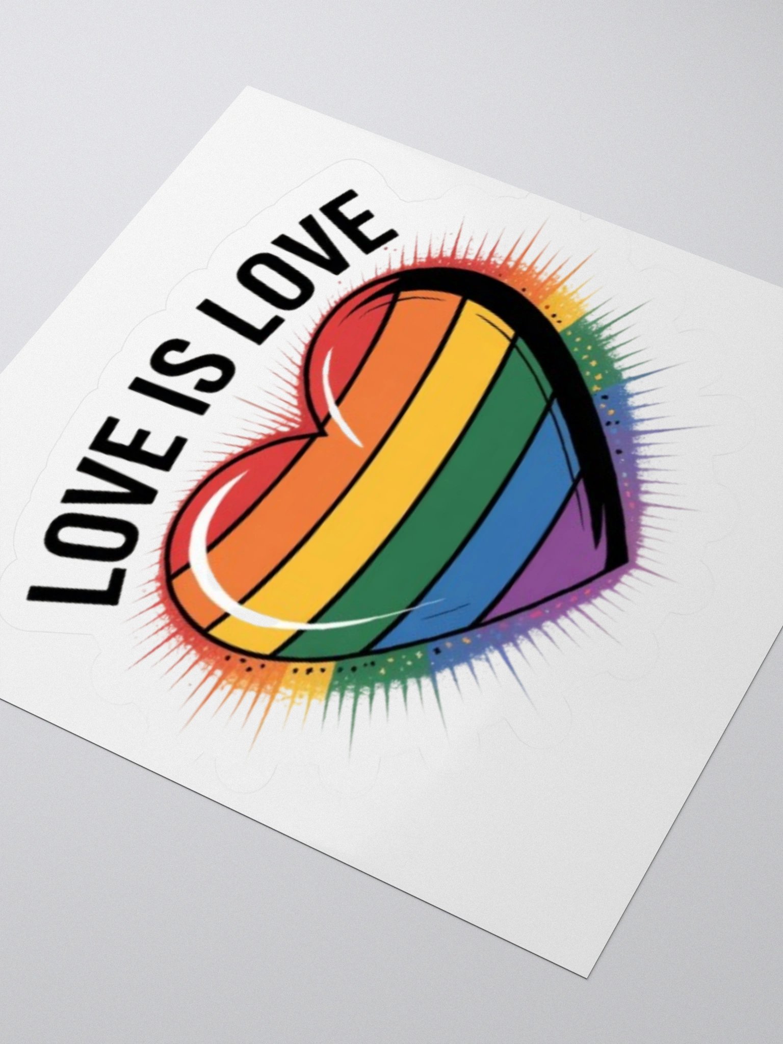 Love Is Love Pride Sticker - Rainbow Heart Design product image (7)