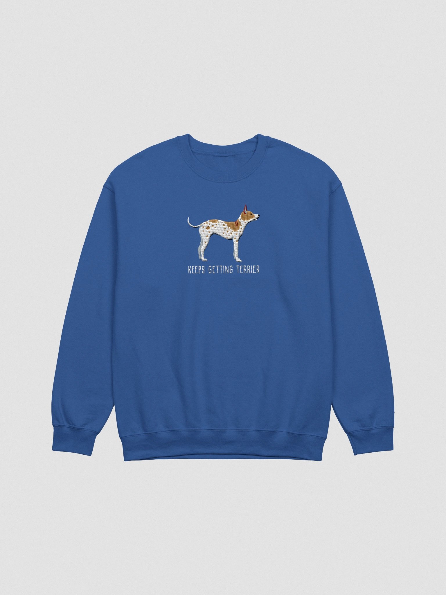 Keeps Getting Terrier Sweatshirt (Embroidered) of an American Hairless Terrier(Brown & White) product image (4)