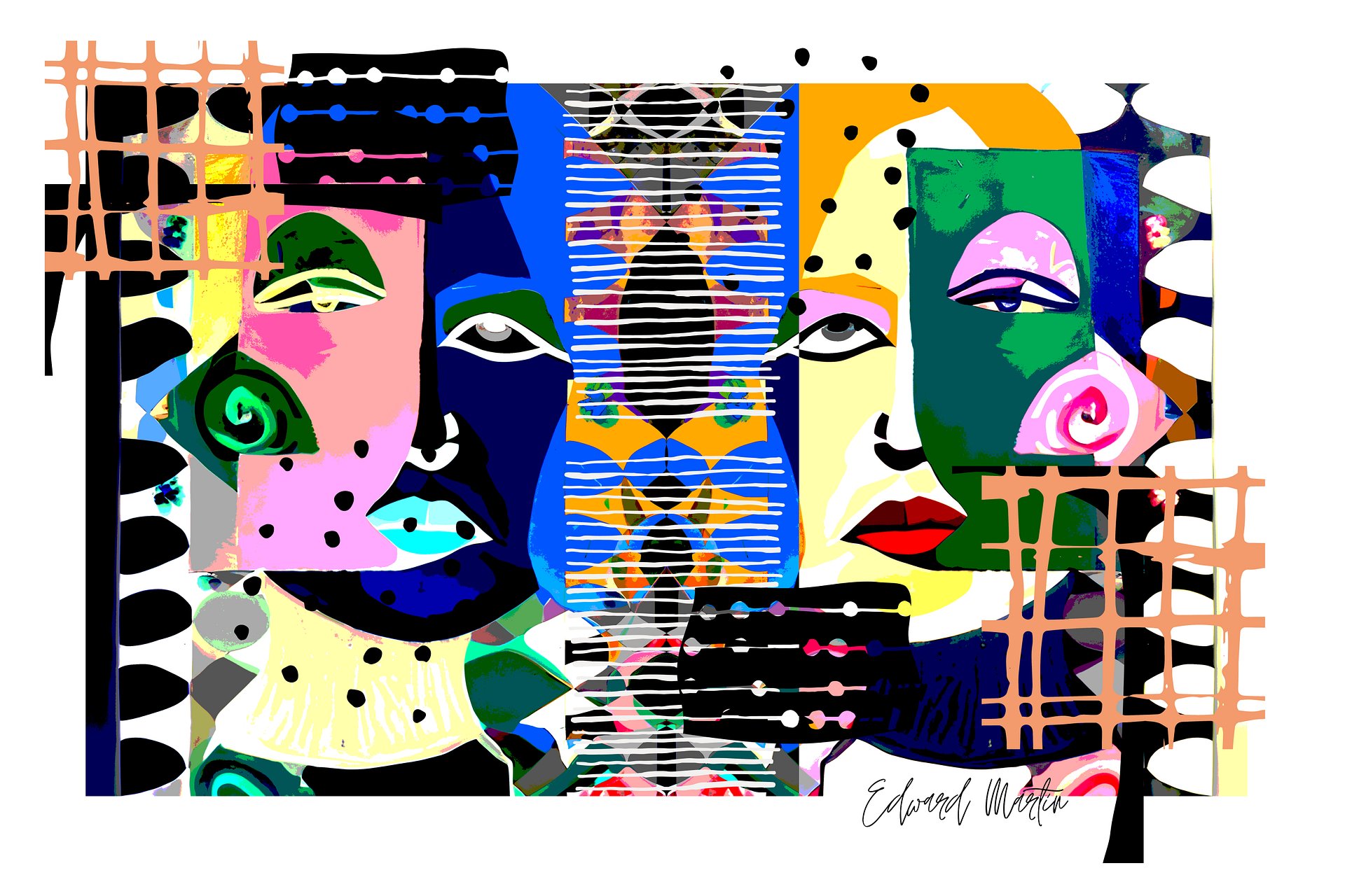 Two Sides by Edward Martin. Mixed Media Collage Print product image (1)