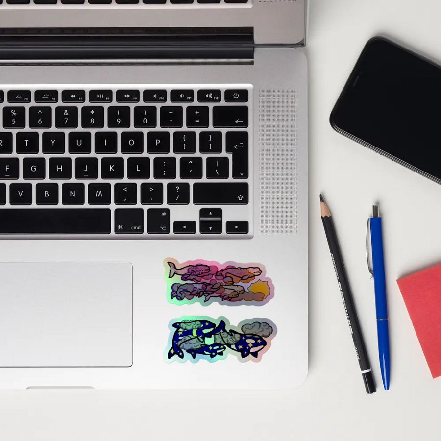 sunset beluga and midnight orca holographic sticker set product image (12)