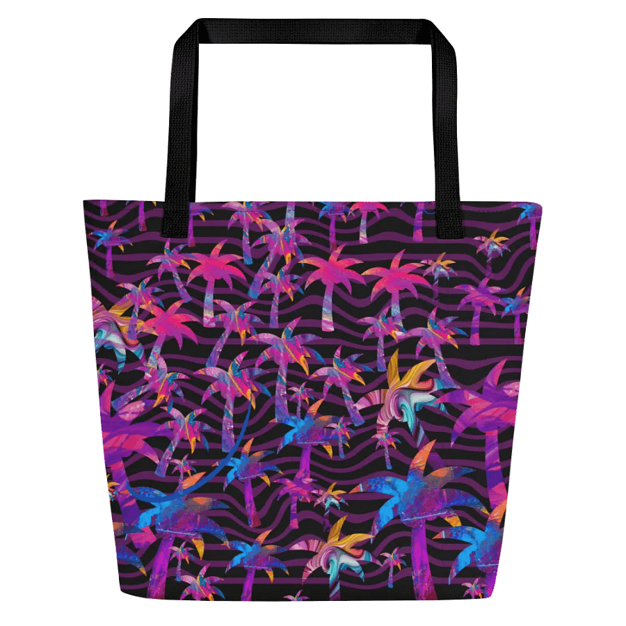 Big printed tote bag with bright funky colorful palm tree design product image (3)