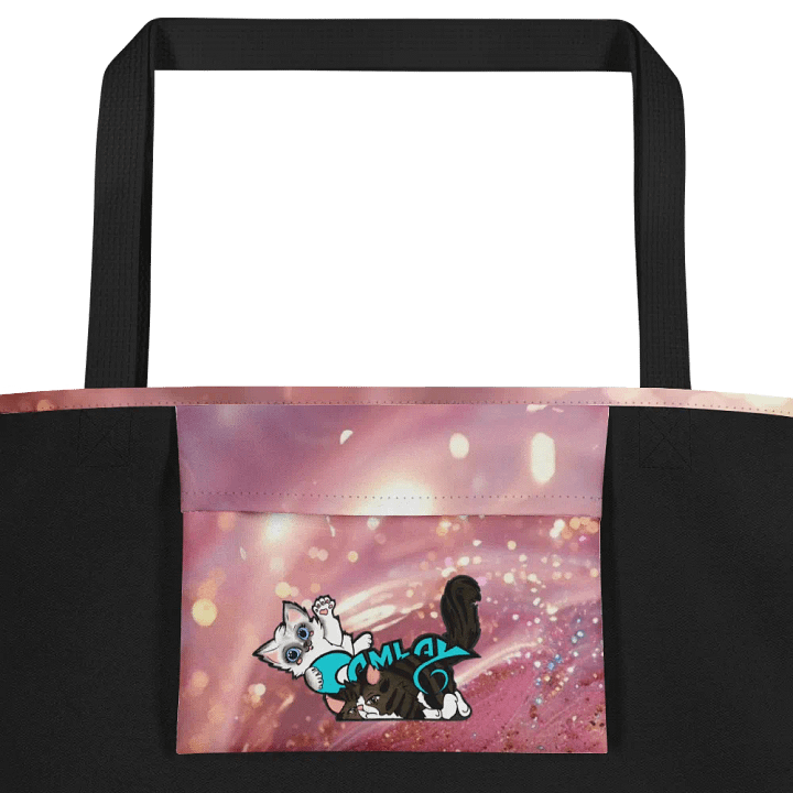 Pink Glitter All-Over Print Large Tote Bag w/ Pocket : Luigi & Ariel Logo product image (2)