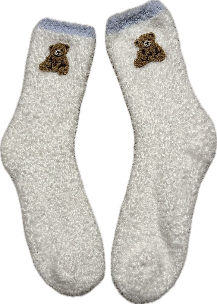 Fuzzy white bear socks product image (1)
