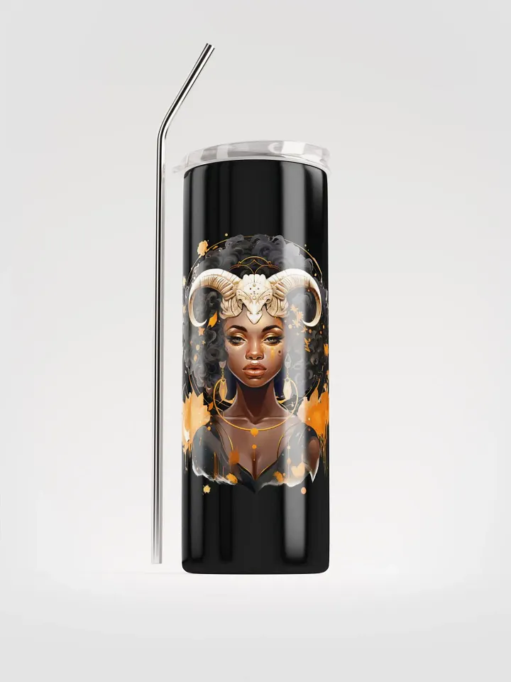 Elevate Your Sips with Aries Woman Illustrated Zodiac Stainless Steel Tumbler! ♈ product image (1)