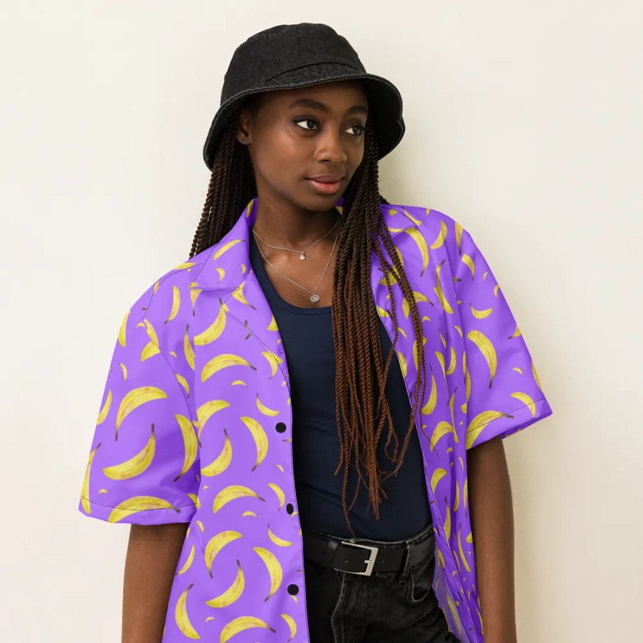 Bananapalooza pattern purple Hawaiian Shirt product image (6)
