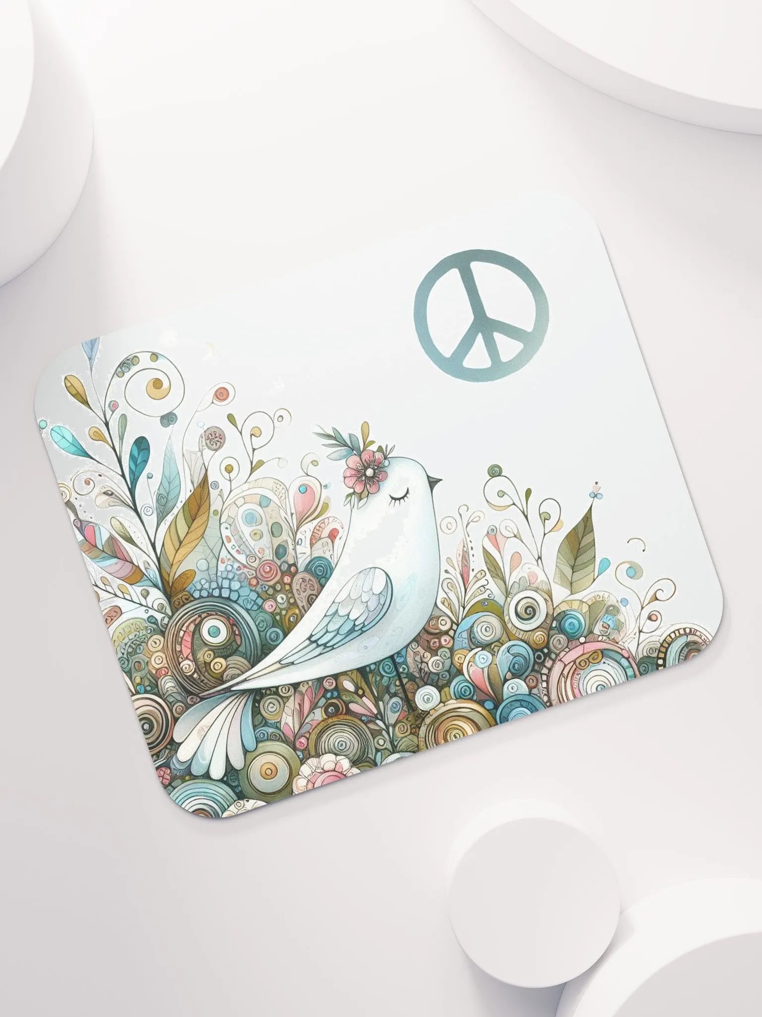Whimsical Bird and Floral Crown Mouse Pad product image (7)