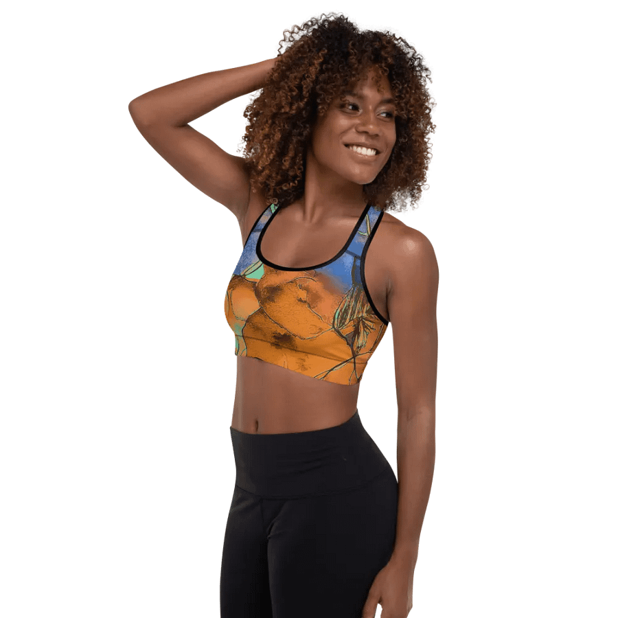 Beach Design - Yellow-Green-Blue - All-Over Print Padded Sports Bra product image (3)