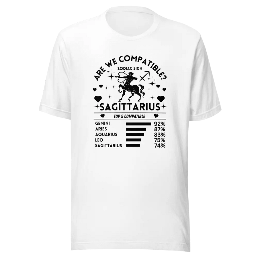 Sagittarius Zodiac Sign Romantic Compatibility T-Shirt - Bella Canvas 3001 Unisex Staple T-Shirt - Light Colors product image (3)