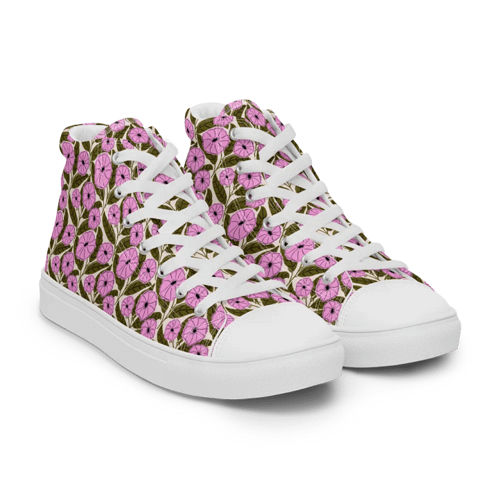 Dipladenia Dreams - Pink and Green - Women High Top Canvas Shoes product image (1)