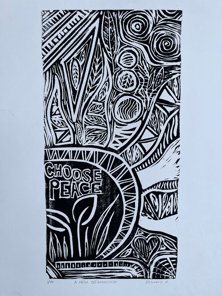 Choose Peace Linocut Print product image (1)