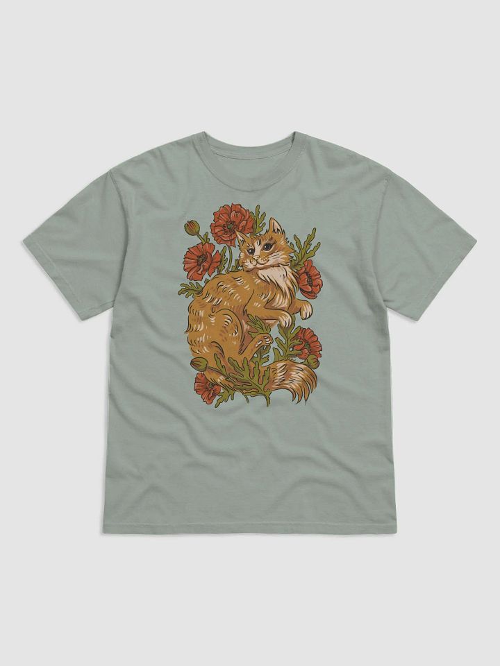 Goblincore and Cottagecore Shirts for Cat Lovers | Red House Cat on Poppies Flowers Botanicals T-Shirt product image (2)