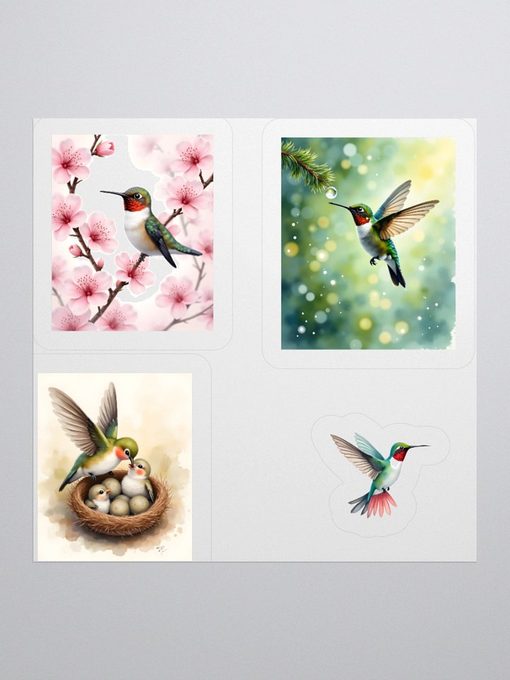 Vibrant Hummingbird Kiss Cut Sticker Set product image (1)