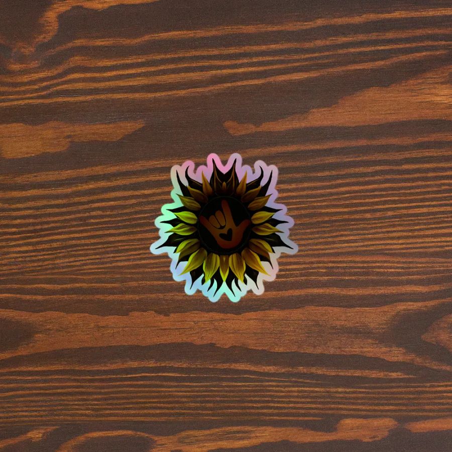 ASL Love Sunflower Holographic Sticker Sheet product image (5)
