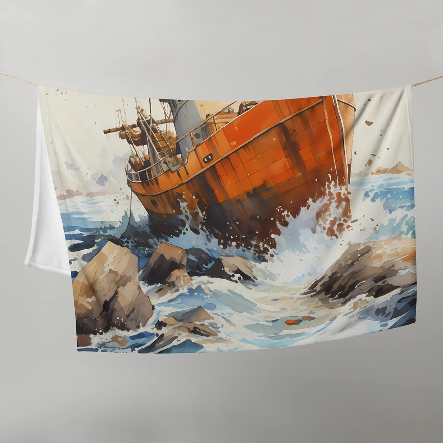 Shipwreck Fishing Boat Throw Blanket product image (4)