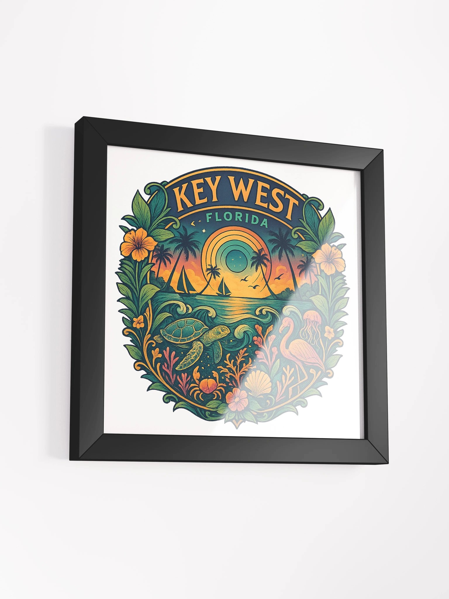 Key West Framed Poster with Tropical Ocean Scene product image (3)