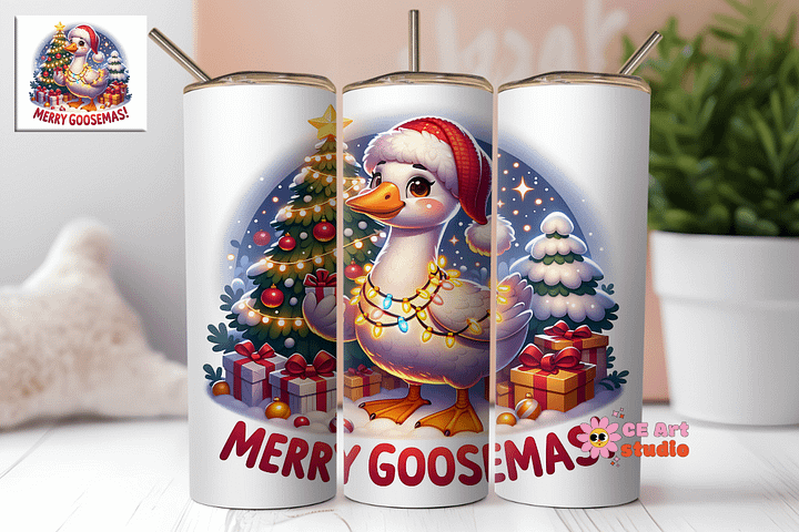 Merry Goosemas Tumbler Wrap PNG product image (1)