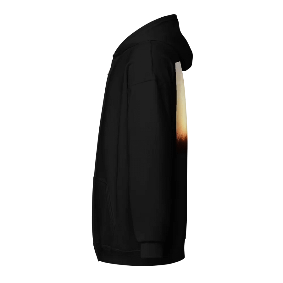 Radiant cross illuminated by a bright, golden light, set against a soft & glowing sunrise background & doves Hoodie product image (3)