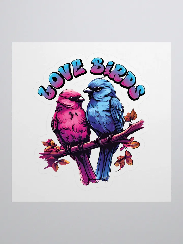 Love Birds Kiss Cut Stickers - Colorful & Elegant Romantic Bird Stickers for Couples product image (1)