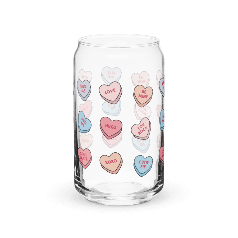 Candy Hearts 16oz Glass with or without lid & straw product image (3)
