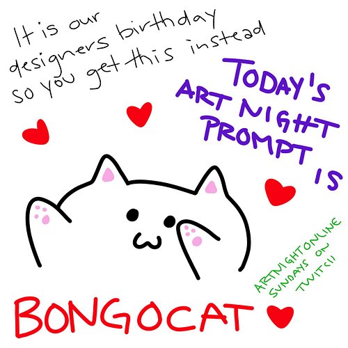 It's Sunday so we play #tunes and make #art! Join us on #Twitch NOW! Today your prompt is #BongoCat!

twitch.tv/danielleallar...