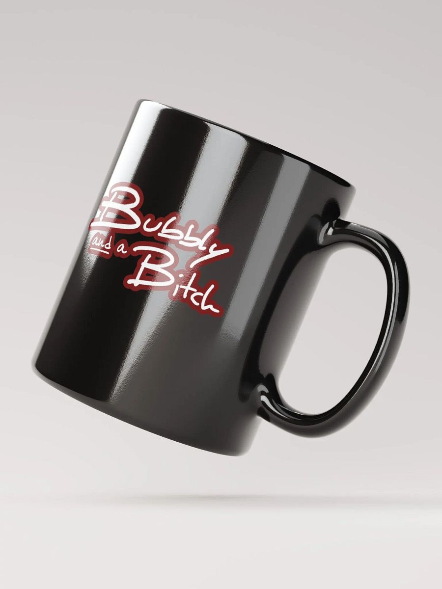 Bubbly and a B*tch (lined design, #6D1616) glossy black mug product image (5)