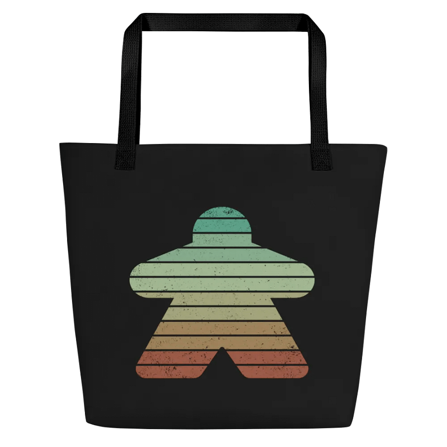 Retro Sunset Meeple Shoulder Tote Bag for Board Gamers product image (2)