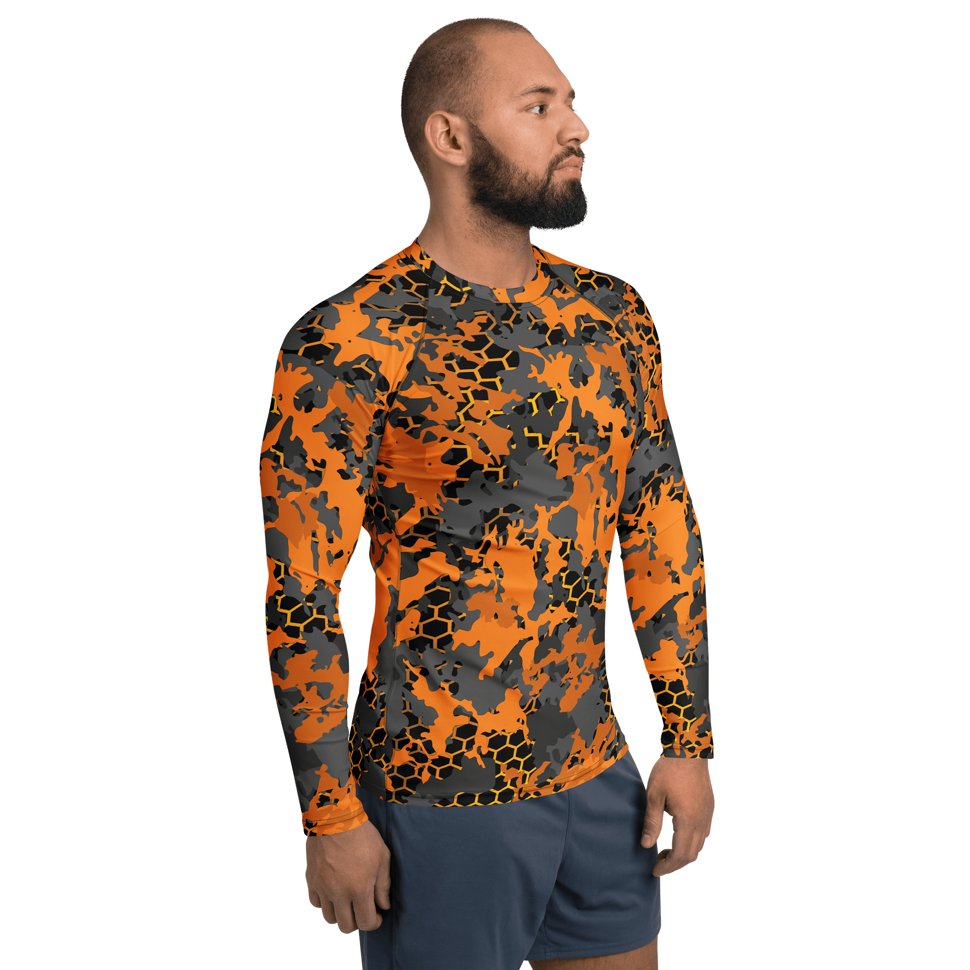Orange Camo Hexagon Rash Guard product image (4)