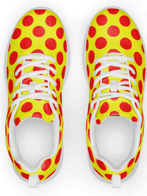 Red Polka Dots on Yellow Men's Athletic Shoes product image (1)