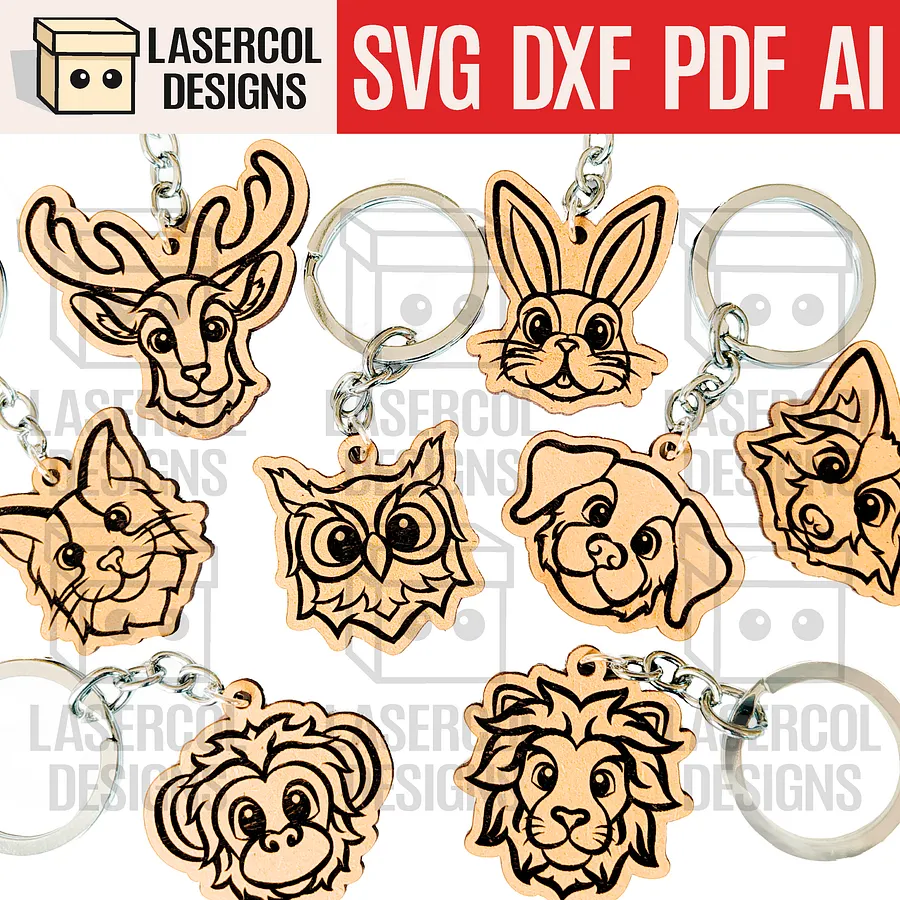 Cute Animal Keychains - Laser Cut Files product image (1)