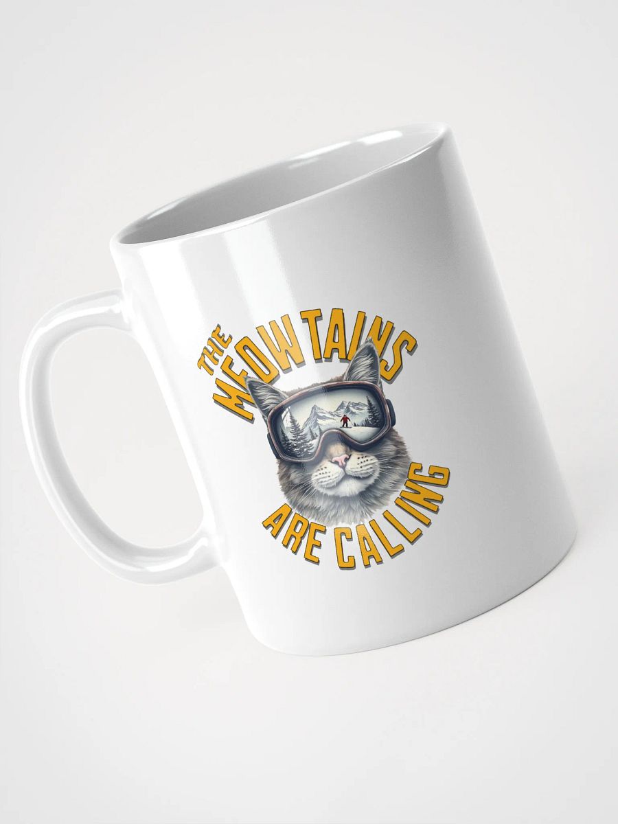 The Meowtains Are Calling Cat Skiing White Glossy Mug product image (2)